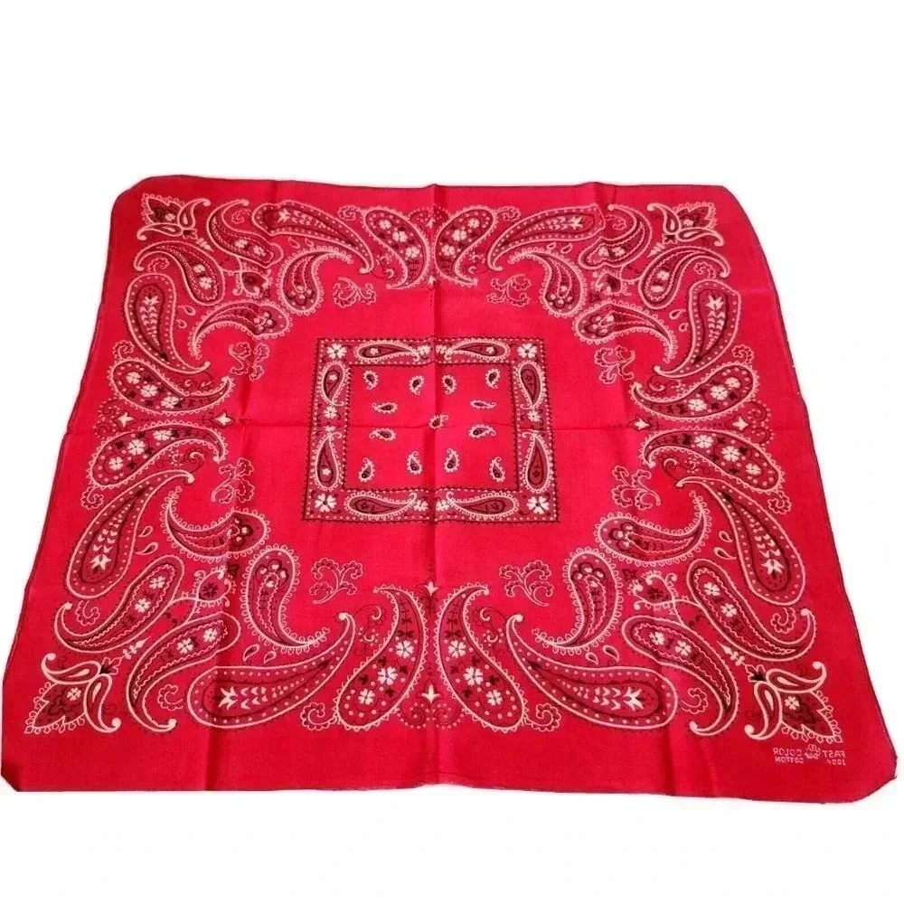 Fast Color Bandana Elephant Trunk Up Paisley Red Selvedge Vintage 20